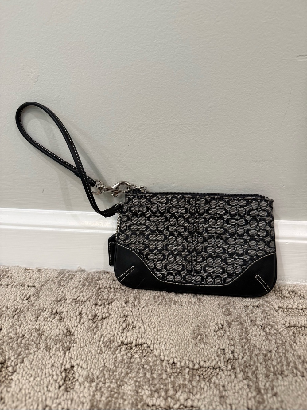 Coach Gray & Black Signature Wristlet